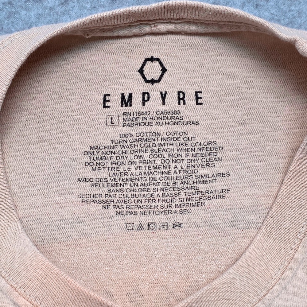 EMPYRE Men's Large Peach‎ Graphic T-Shirt Street Style Eagle Logo Short Sleeve - Picture 4 of 11